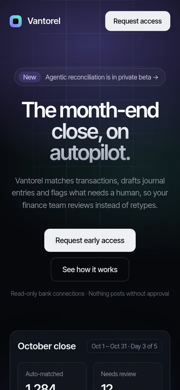 Vantorel concept, mobile view